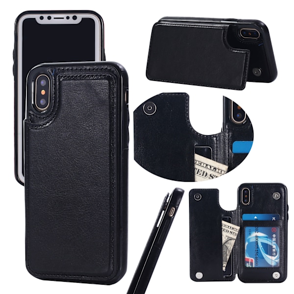 Kortholder Læder Etui til Samsung Galaxy A50/A50S/A30S - Sort