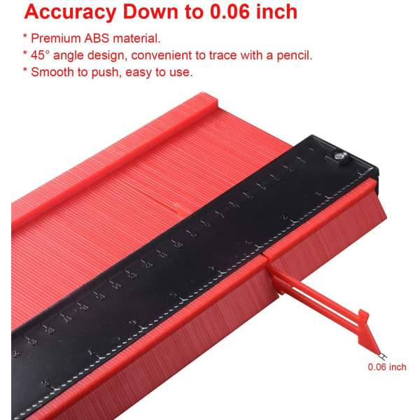 Profilskabelon til konturer / former (25x10 cm) Rød