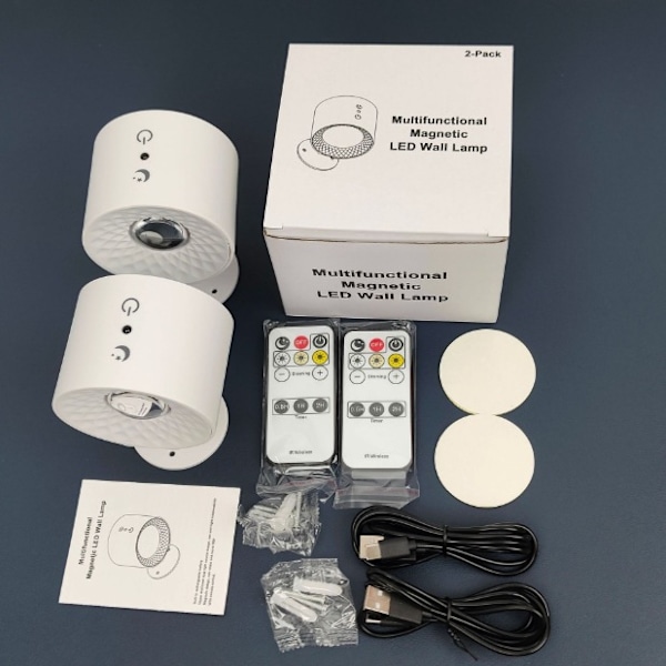 Magnetisk vägglampa med två huvuden Vit