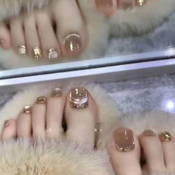 Brun kattöga full diamant tånagelplåster - 24 stycken
