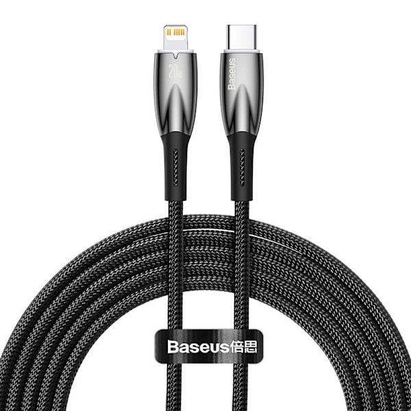 USB-C-kabel för Lightning Baseus Glimmer Series, 20W, 2m (svart)