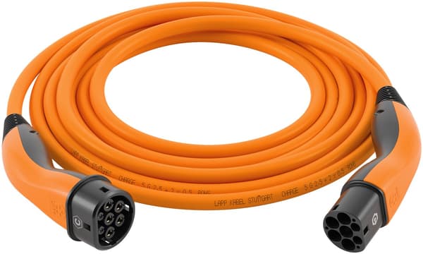 Laddkabel Typ 2, upp till 22 kW, 3 m, orange