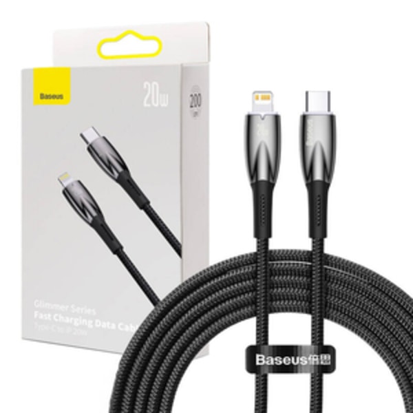 USB-C-kaapeli Lightning Baseus Glimmer -sarjalle, 20 W, 2 m (musta)