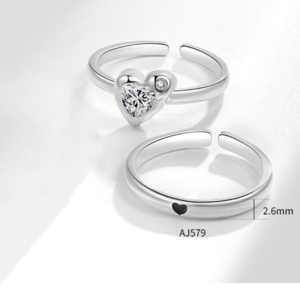 Justerbar hjärtöppen ring Silver
