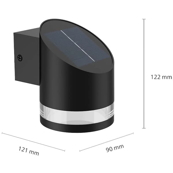 Fyve væglampe vinklet solcelle ultra effektiv LED 200 lm sort
