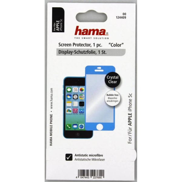 HAMA Skärmskydd iPhone5/S/C BLÅ 1-pack