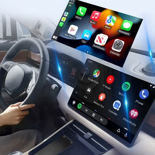 2-in-1 langaton CarPlay & Android Auto -sovitin: Saumaton autoyhteys