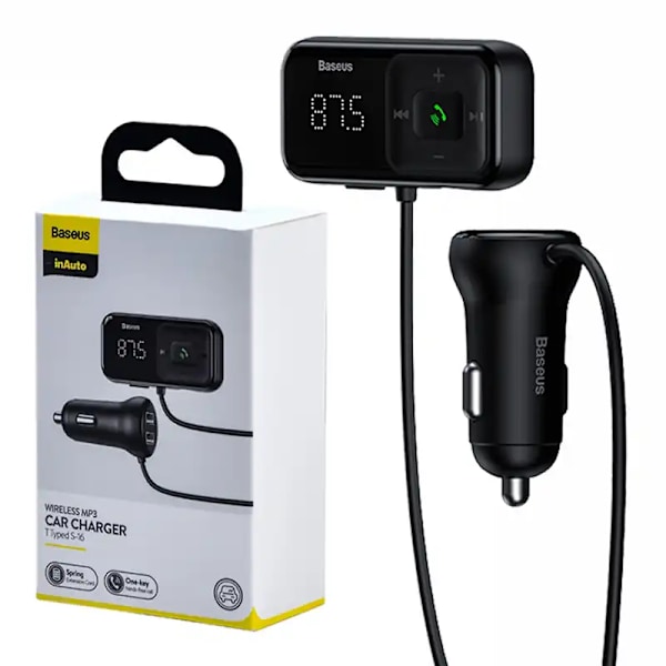 Bil Bluetooth MP3-afspiller + Oplader Baseus T Shaped S-16 Black OS