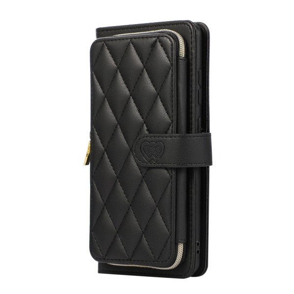 Zipper Flip Telefonfodral Plånboksfodral med kreditkortsfack för Samsung Samsung S21 FE Svart