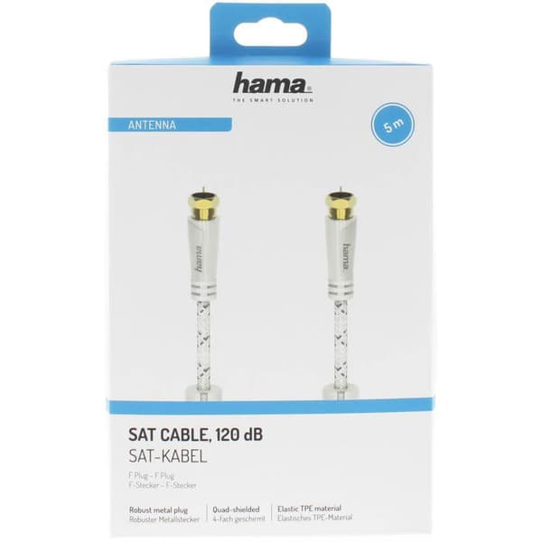 Kabel Antenn SAT 120dB F-Plug-F-Plug Vit 5m