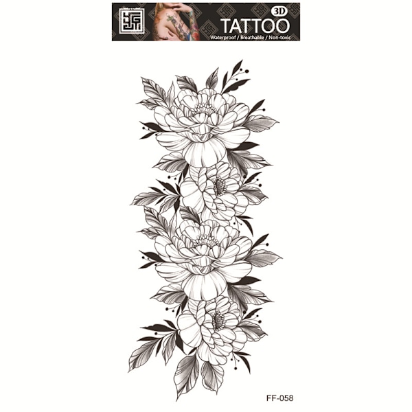 Vattentät Tillfällig Tatuering - Blommig Design Model 5