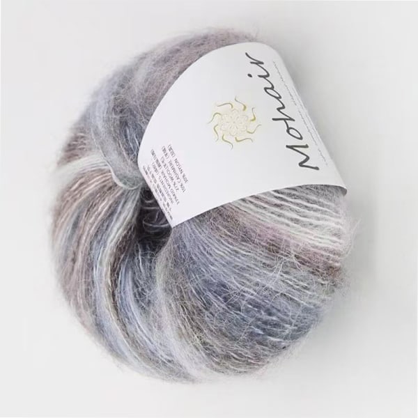 Ether Blue, Håndstrikket Mohairgarn Blå