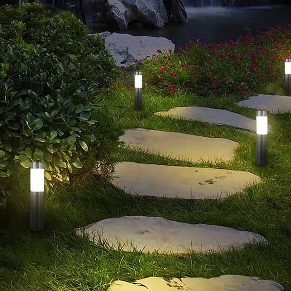 Cylindrisk Gräsmatta Lampa (Svart) - Set om 2, White White