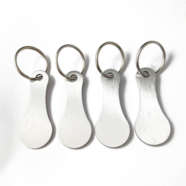 Metal nøglering til indkøbsvogne (4-pak) Silver Silver
