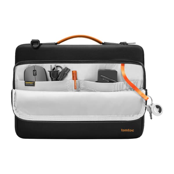 Laptopaxelväska Tomtoc Defender-A40 – vadderat laptopskydd, organiserade fack, stänkresistent tyg för pendling och resor