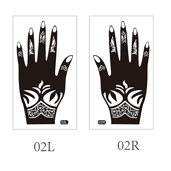 Eleganta Svarta Temporära Handtatueringar - 1 Par Pack Modell 4