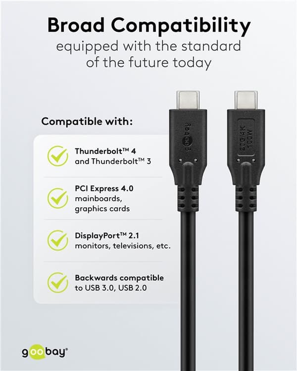 USB-C™-kabel, USB4™, 0,5 m, sort