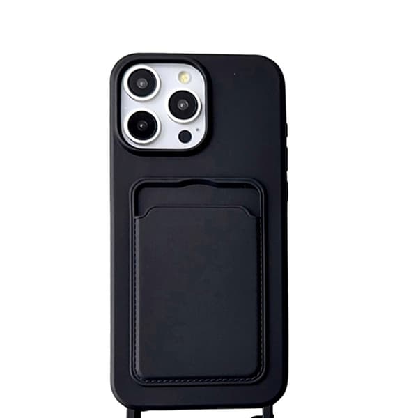 Suojaava iPhone 16 -sarjan puhelinkotelo korttitelineellä ja narulla iPhone 16 Pro