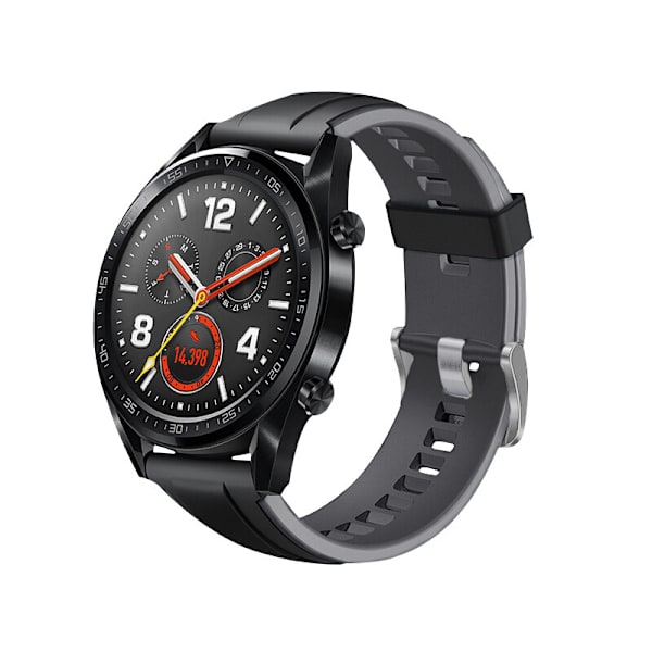 Sort og grå silikonerem 22 mm til Huawei Watch GT