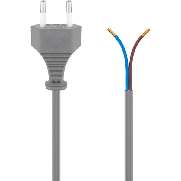 Kabel med euro-kontakt för montering, 1,5 m, grå