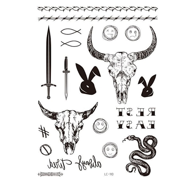 Svarta tillfälliga tatueringar - 5-pack model 1