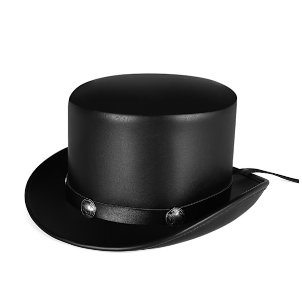Hög hatt i PU-läder - Herrhatt i vintagestil Svart