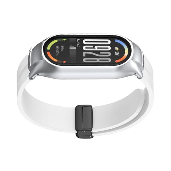 Silikonerem kompatibel med Xiaomi Smart Band 10 Ceramic Edition – magnetisk foldespænde, 12 mm, 22 cm, til daglig brug White White
