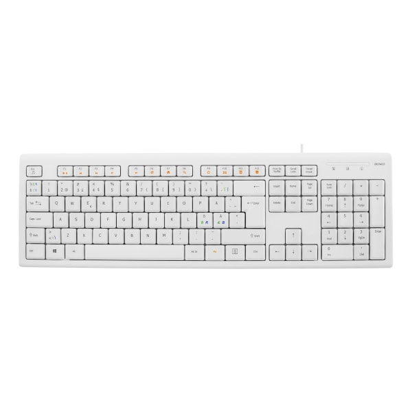 deltaco Keyboard, 105 keys, Nordic layout, USB, white, 13 media