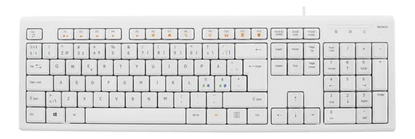 Keyboard, 105 keys, Nordic layout, USB, white, 13 media keys