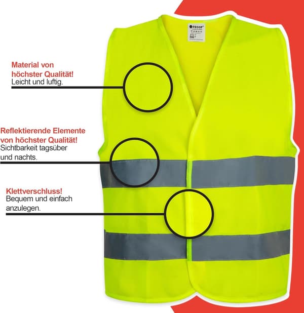 5-Pack Varselväst med Hög Synlighet - Fluorescerande Gul, Universal Storlek, Reflekterande Säkerhetsväst