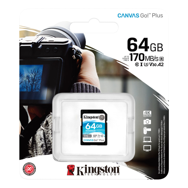 64GB SDXC Canvas Go Plus 170R C10 UHS-I U3 V30