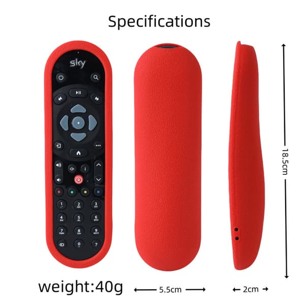 Silikonfjärrkontrollskydd kompatibelt med SKY Engelsk Version - Stötsäkert, Halkfritt Skyddsfodral Red Red