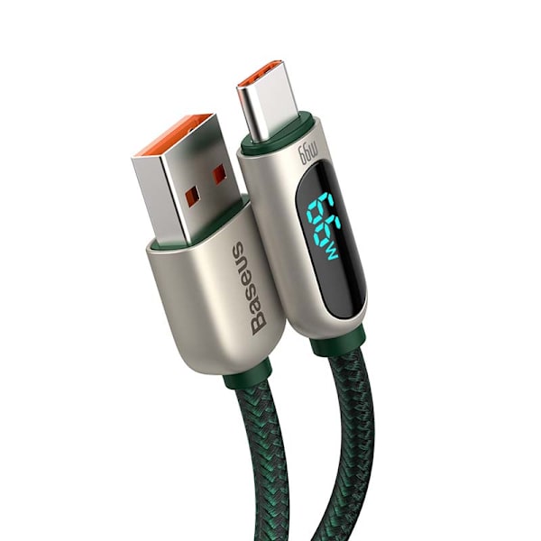 Baseus Displaykabel USB till Type-C, 66W, 1m (grön)