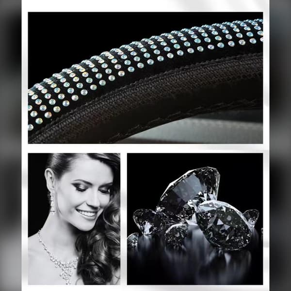 Diamant Sammet Elastisk Ratt Skydd - Mjuk Plysch Strass Bilskydd