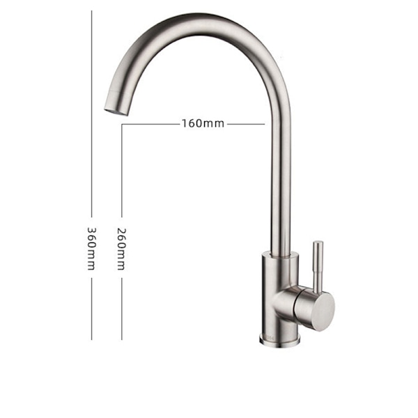 Keittiöhana ruostumatonta terästä, kylmä- ja kuumavesihana 60 cm letkulla