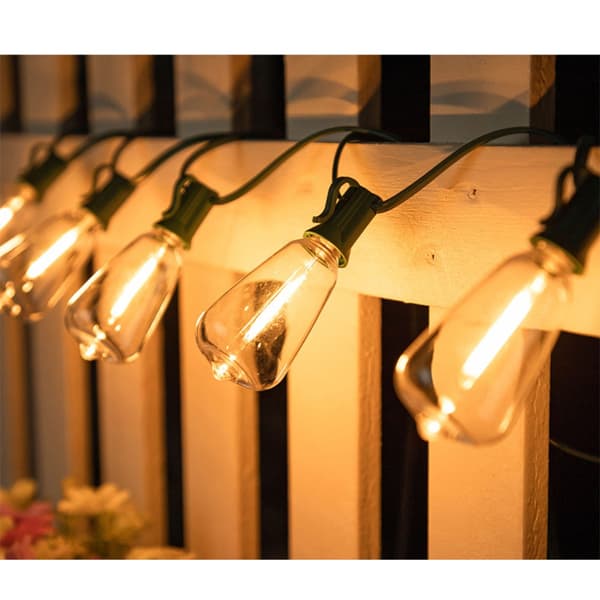 10m LED Ljusslinga med Plastlampor, 1200mAh Solpanel & Digital Display