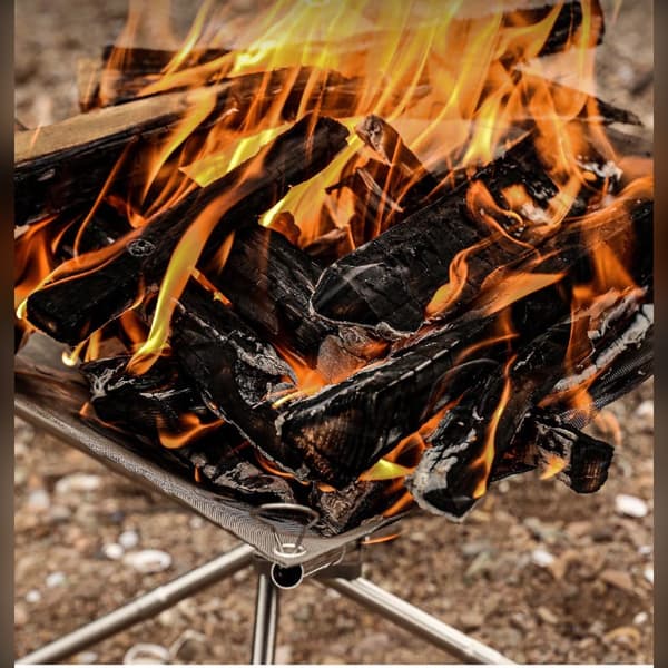 Bærbar sammenklappelig udendørs bålsted med grillrist - Rustfrit stål kollapsbar lejrbålgrill til camping og backpacking, nem at samle og opbevare Med Medium
