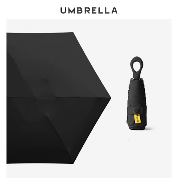Kompakt foldeparaply med ringhåndtag Black Black