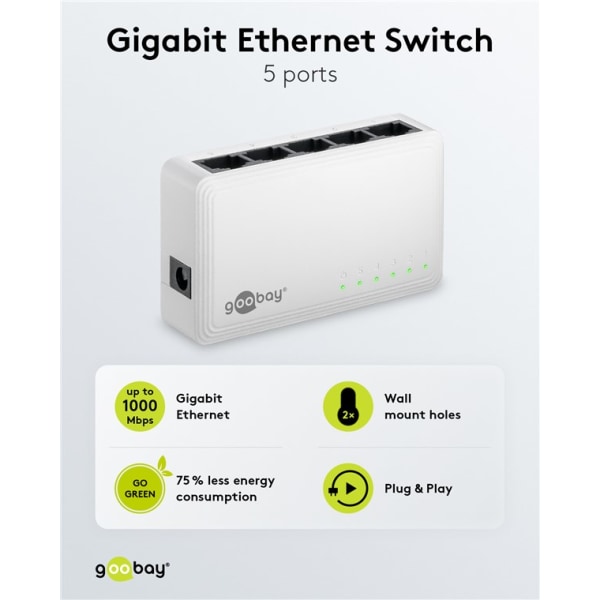 5-ports Gigabit Ethernet-nätverksomkopplare