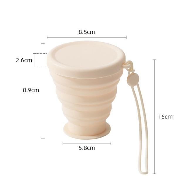 Hopfällbar silikonmugg - 200 ml bärbar vikmugg för resor Vit