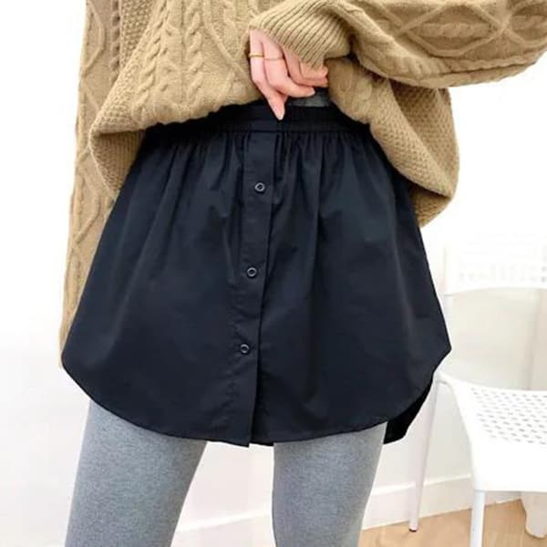 Koreansk Stil Lagerindelad Falsk Fållkjol - Elastisk Midjekjol 3XL 3XL
