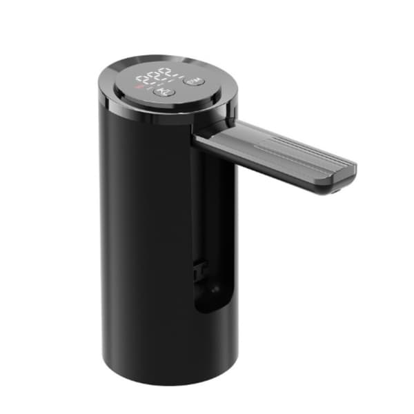 Smart trådlös elektrisk vattenpump – USB-uppladdbar bärbar vattendispenser med vikbar pip, justerbart flöde och digital display Black Black