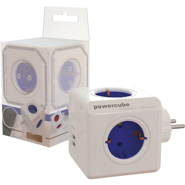 PowerCube Original 4 Sockets, 2 USB, blue