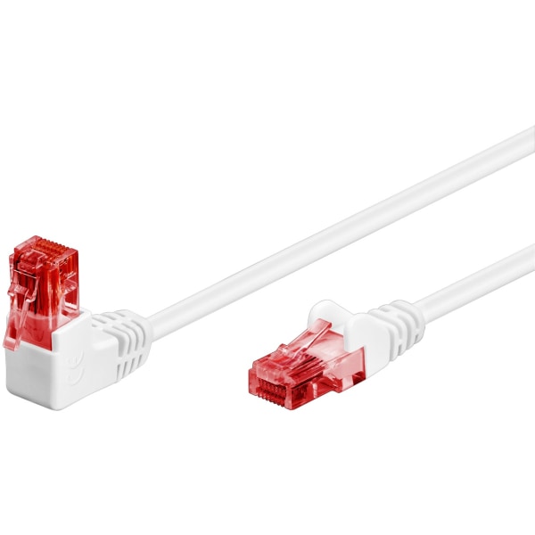 Patchkabel CAT 6, 1x 90° vinklad, U/UTP, vit