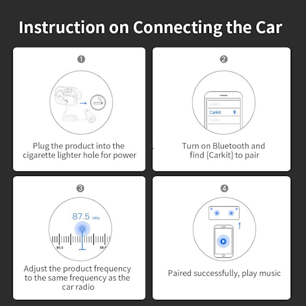 INF Trådløs FM-sender til bilen Bluetooth 5.0 QC3