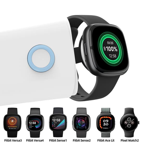 Laddare Kompatibel med Google Fitbit Versa 3/4/Sense 1/2/Ace LTE Smartwatch - Snabb och Pålitlig Laddning White White