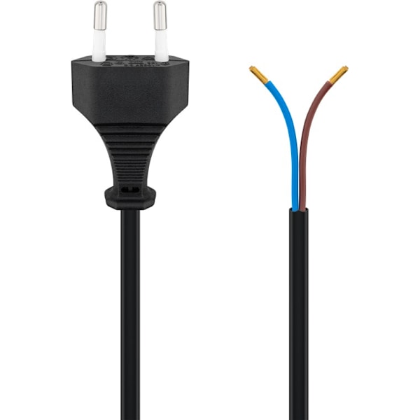 Kabel med euro-kontakt för montering, 1,5 m, svart
