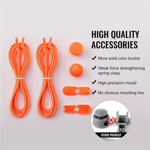 No-tie elastiske snørebånd Orange