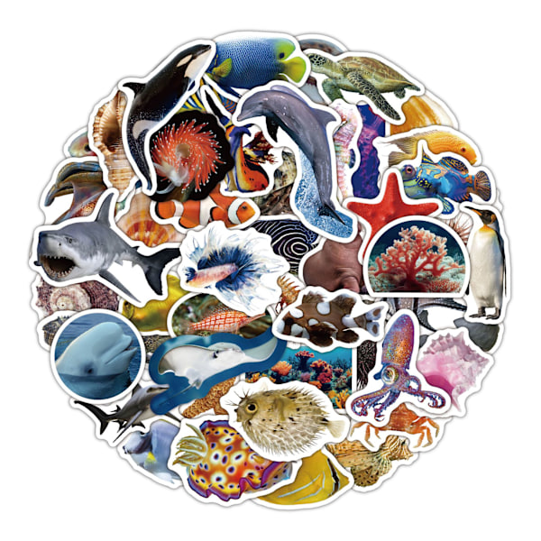 Dyr Sticker Pack Søde & Vandtætte klistermærker til børn & voksne havets liv
