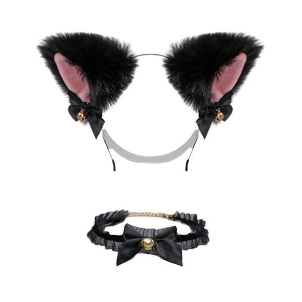 Lolita spets pannband med rosett choker Svart